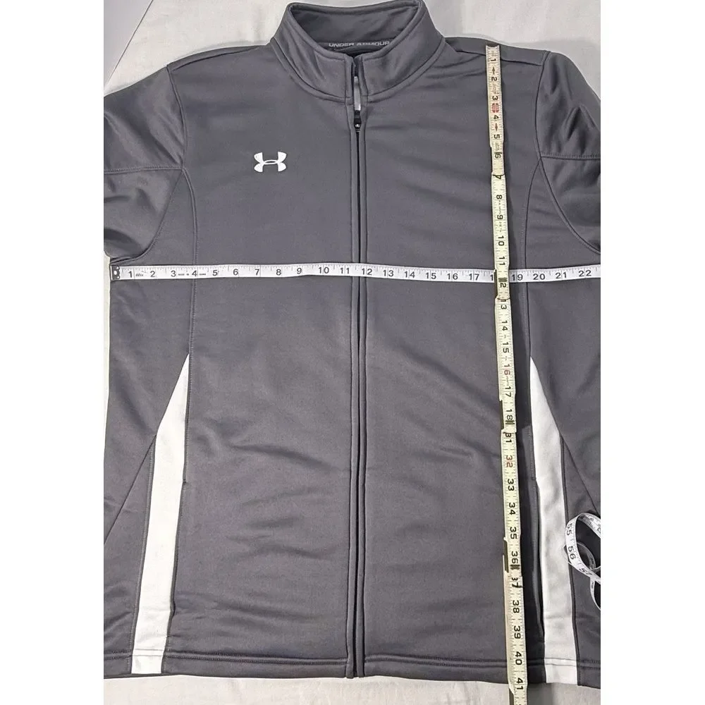 Under Armour Full Zip Long Sleeve Gray‎ Embroidered Spellout Track Jacket Sz XL